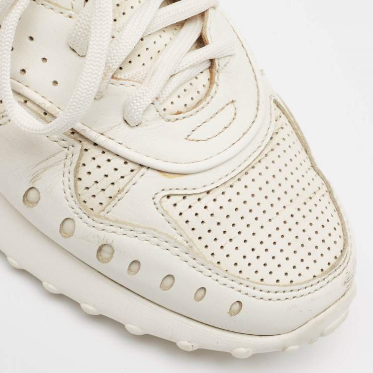 Pre Owned Tod's White Leather Lace Up Sneakers Size 36