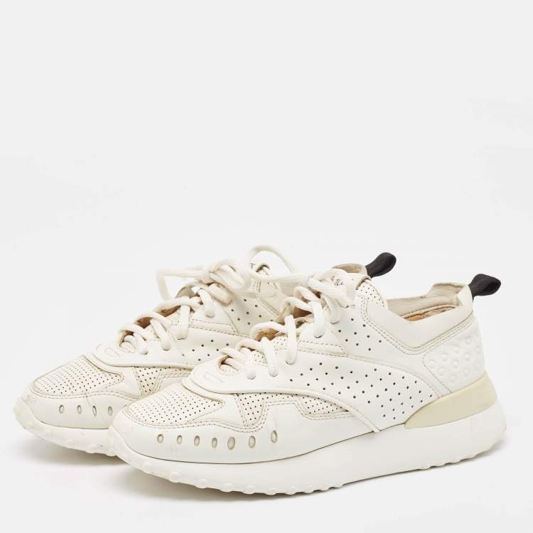 Pre Owned Tod's White Leather Lace Up Sneakers Size 36