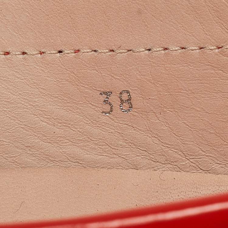 Pre Owned Tod's Red Patent Leather Gommino Loafers Size 38