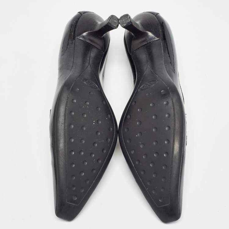 Pre Owned Tod's Black Patent Leather Loafer Pumps Size 39