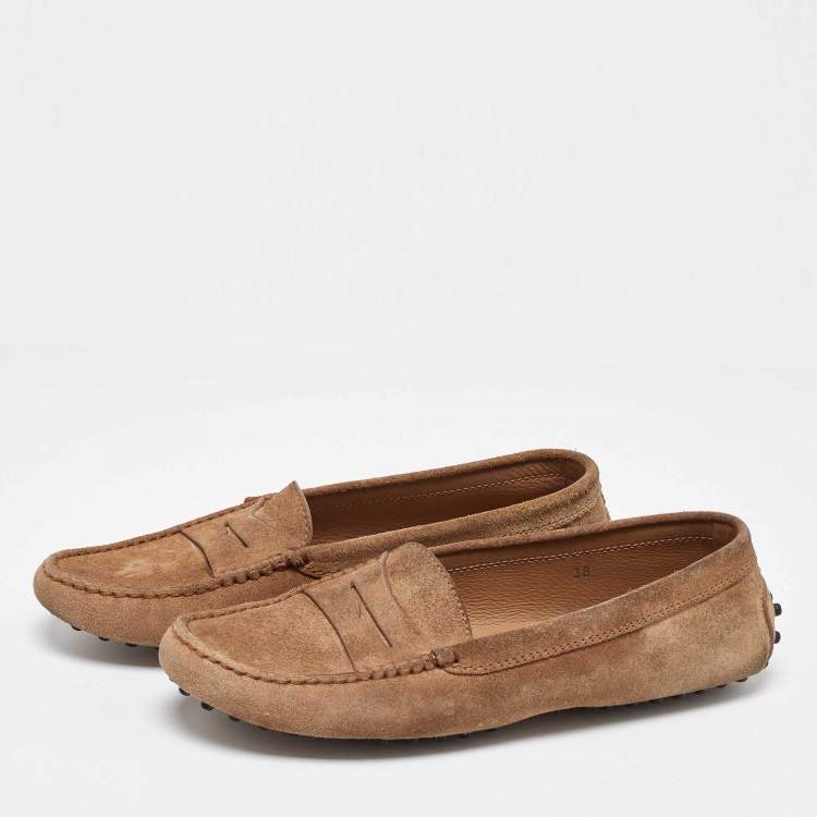 مملوكة مسبقًا Tod's Brown Suede Penny Loafers Size 38