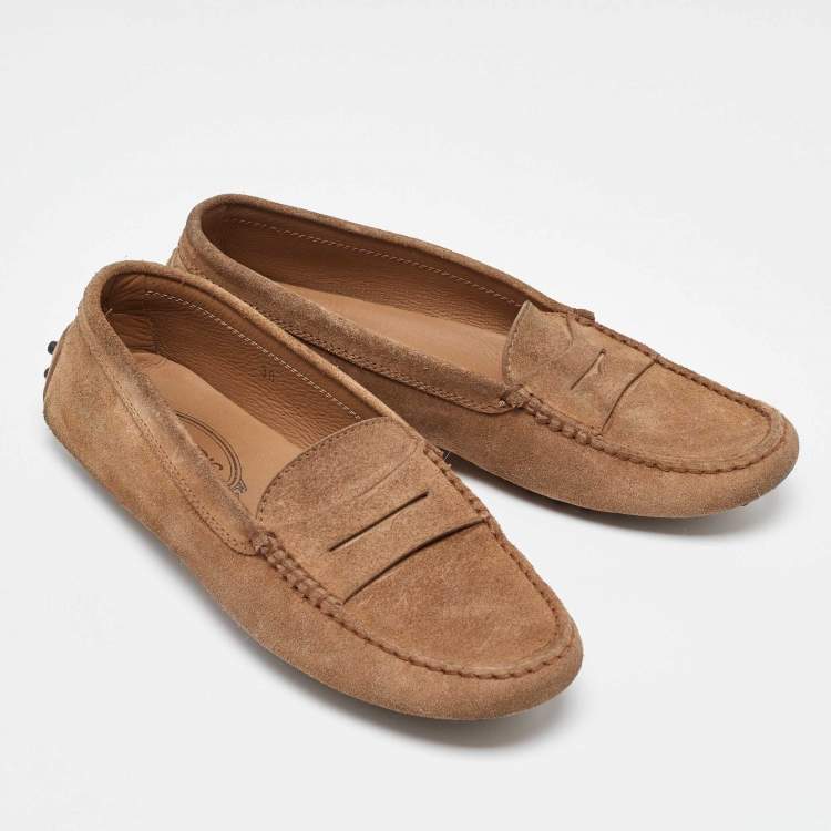 مملوكة مسبقًا Tod's Brown Suede Penny Loafers Size 38
