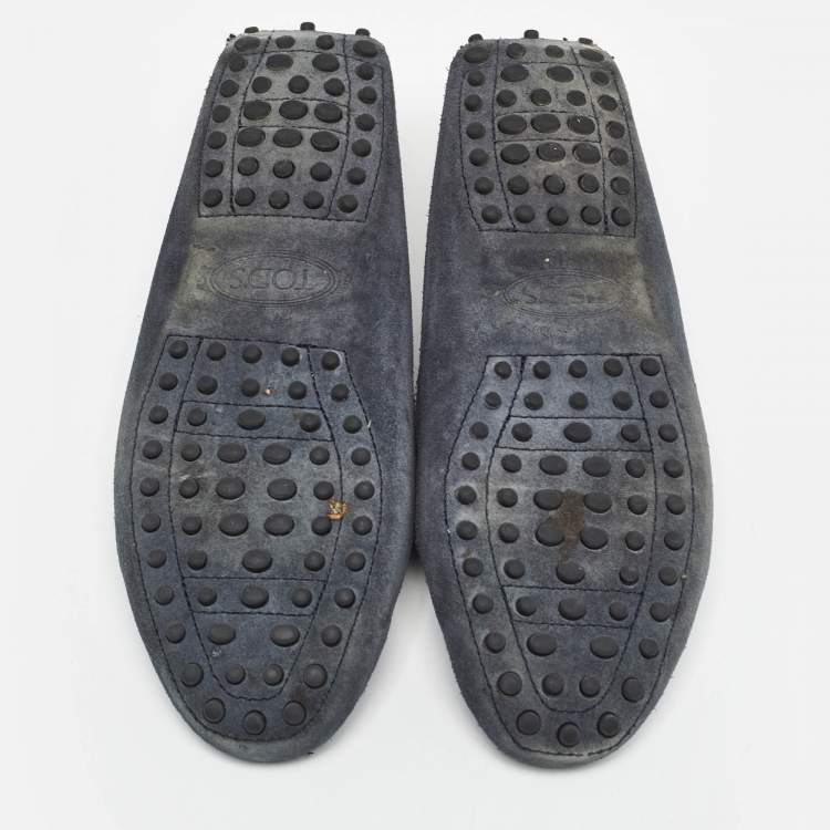 Pre Owned Tod's Navy Blue Suede Gommino Loafers Size 38