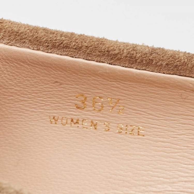 Pre Owned Tod's Beige Suede Bow Block Heel Loafer Pumps 36.5