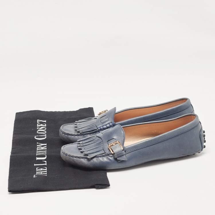 Pre Owned Tod's Blue Leather Loafers 37