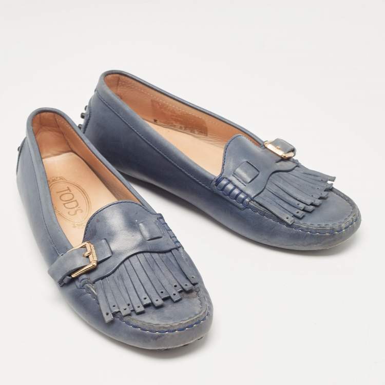 Pre Owned Tod's Blue Leather Loafers 37