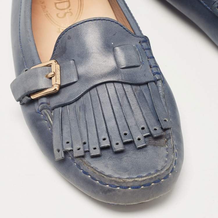 Pre Owned Tod's Blue Leather Loafers 37