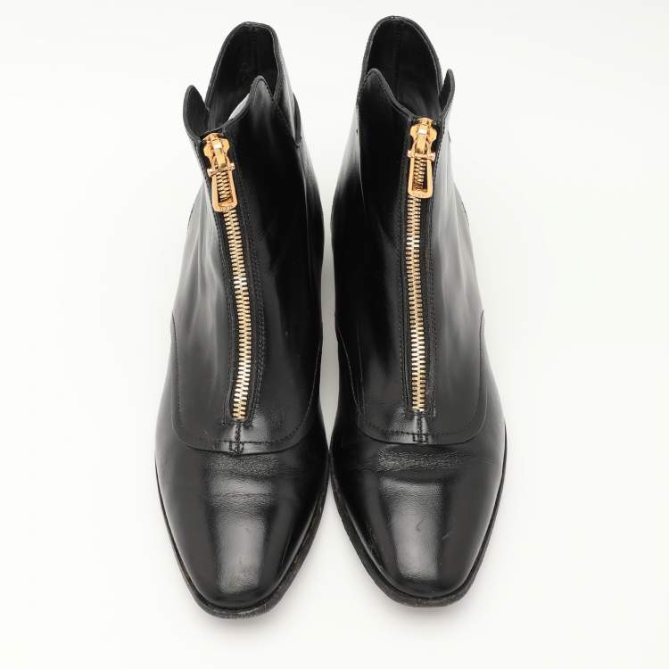 Pre Owned Tod's Black Leather Ankle Boots Size 37