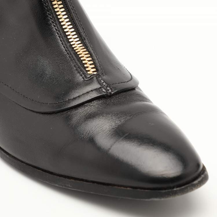 Pre Owned Tod's Black Leather Ankle Boots Size 37