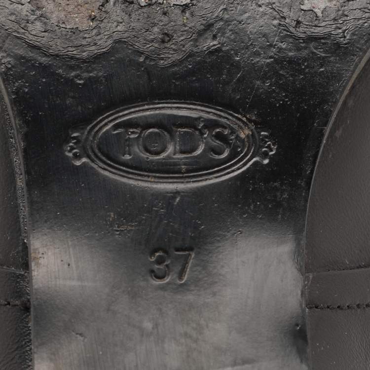 Pre Owned Tod's Black Leather Ankle Boots Size 37