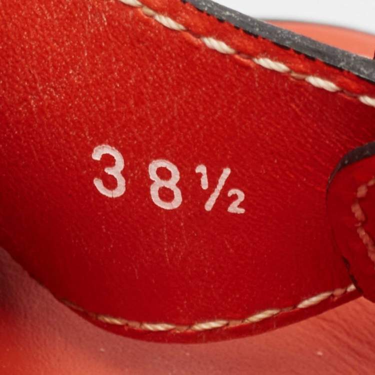 Pre Owned Tod's Orange Leather Slide Sandals Size 38.5