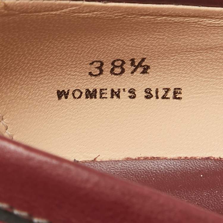 Pre Owned Tod's Burgundy Leather Loafer Pumps Size 38.5