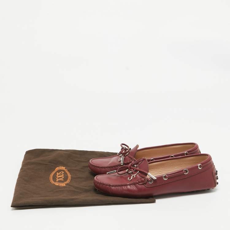 Pre Owned Tod's Burgundy Leather Penny Loafers Size 36