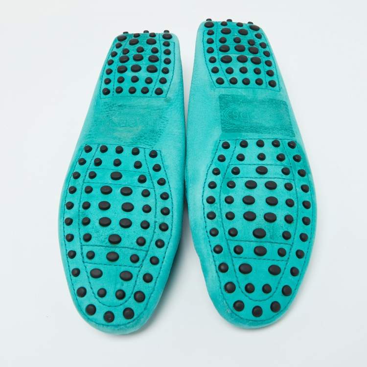 Pre Owned Tod's Green Nubuck Leather Gommino Loafers Size 40