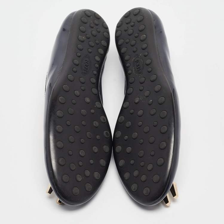Pre Owned Tod's Navy Blue Patent Leather Ballet Flats Size 37