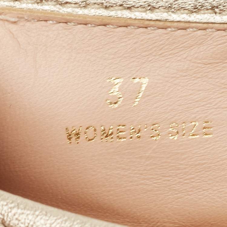 Pre Owned Tod's Metallic Gold Leather Ballet Flats Size 37
