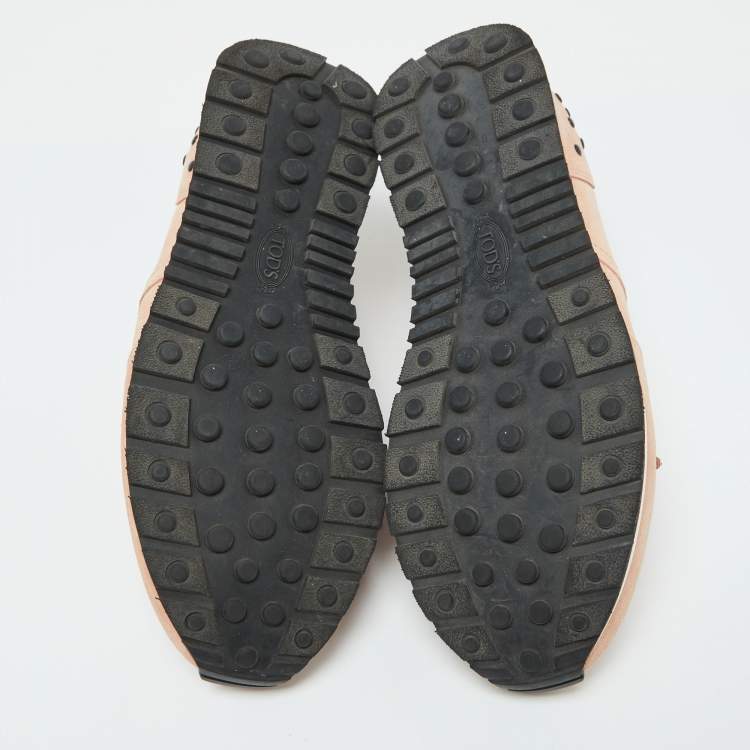 Pre Owned Tod's Peach Suede Fringe Slip On Sneakers Size 37.5