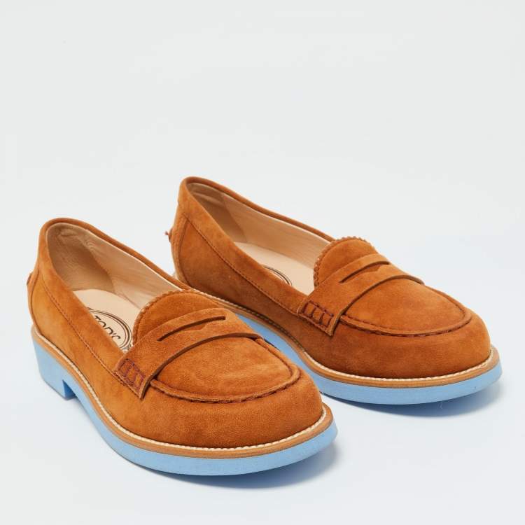 مملوكة مسبقًا Tod's Brown Suede Donna Loafers Size 37