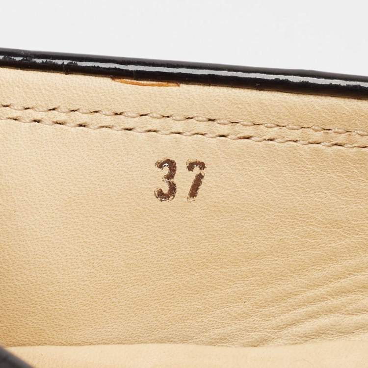 Pre Owned Tod's Black Patent Leather Slip On Loafers Size 37