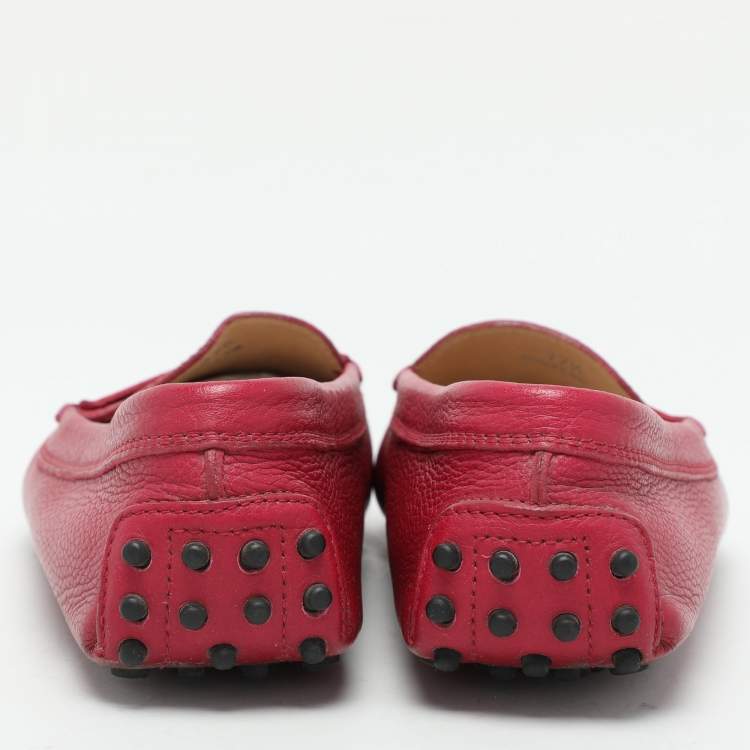 Pre Owned Tod's Pink Leather Penny Loafers Size 37.5