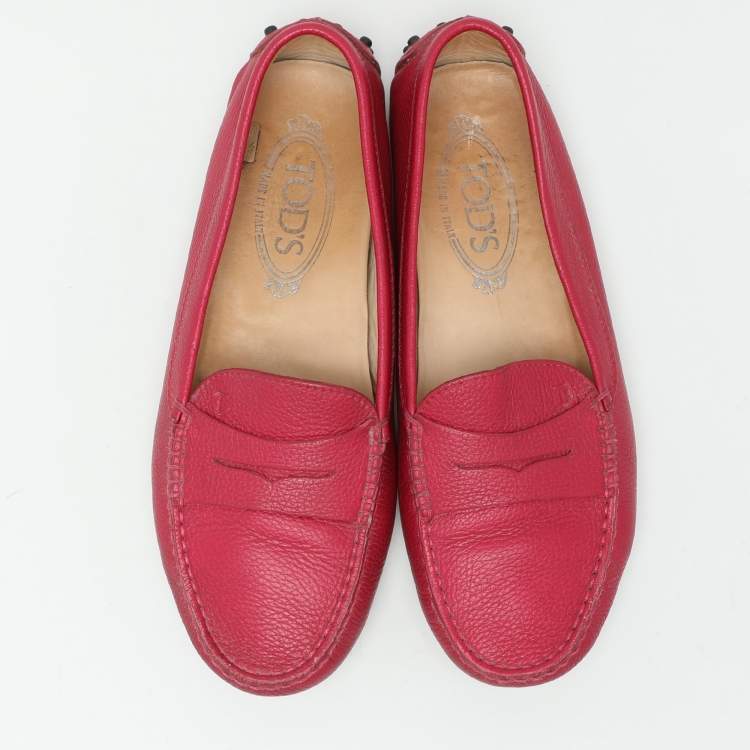 Pre Owned Tod's Pink Leather Penny Loafers Size 37.5