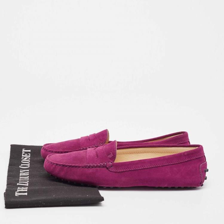 Pre Owned Tod's Purple Suede Penny Loafers Size 40