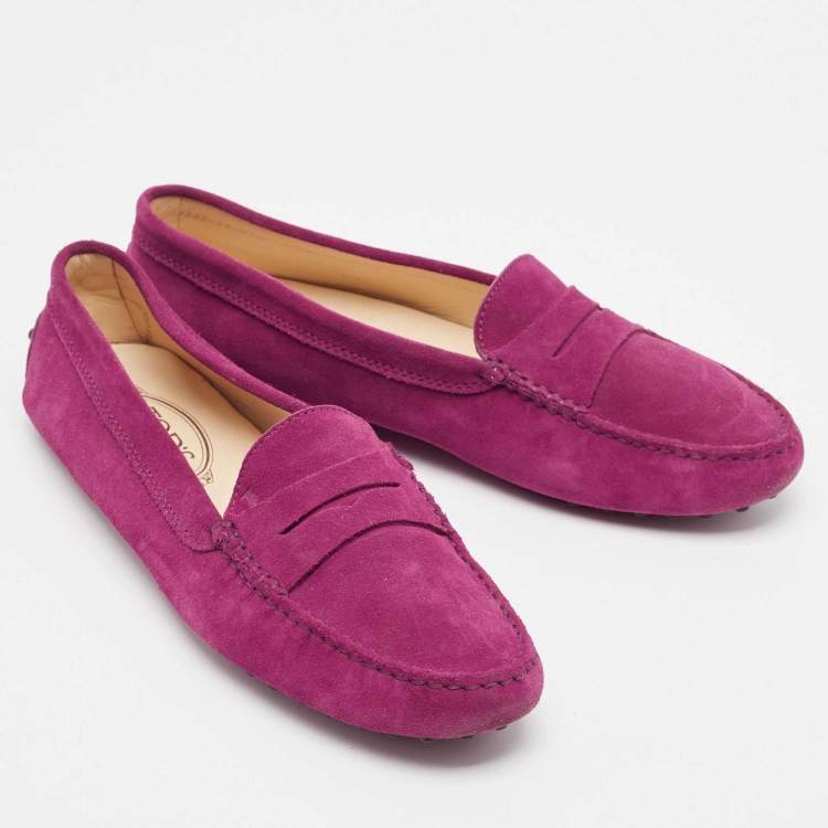 Pre Owned Tod's Purple Suede Penny Loafers Size 40
