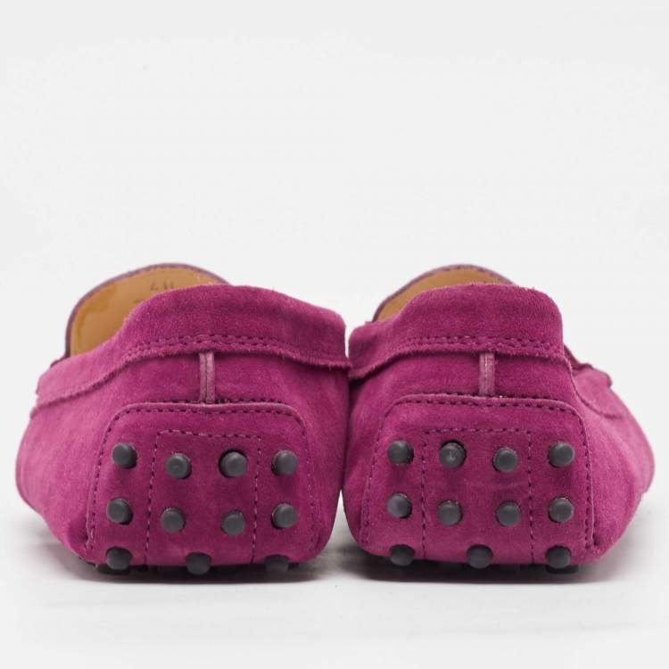 Pre Owned Tod's Purple Suede Penny Loafers Size 40