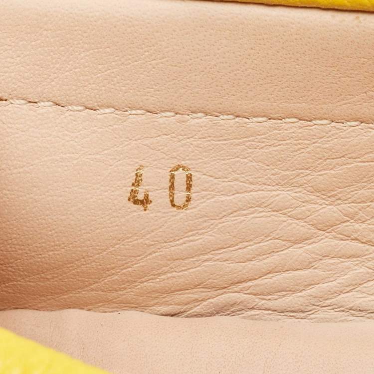 Pre Owned Tod's Yellow Leather Bow Loafers Size 40
