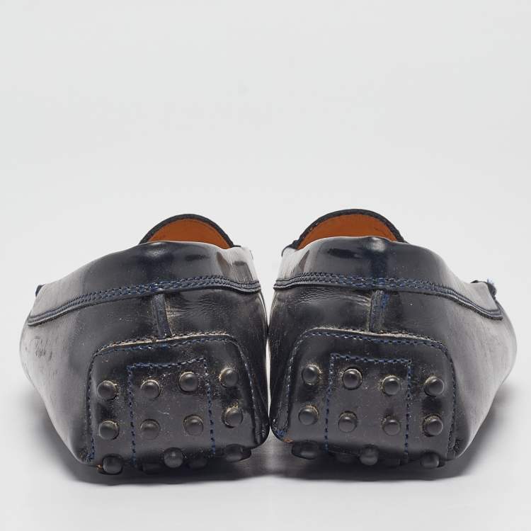Pre Owned Tod's Dark Navy Blue Patent Leather Penny Loafers Size 39.5