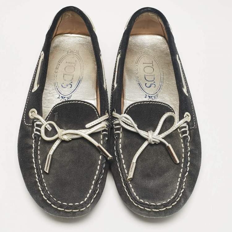 Pre Owned Tod's Navy Blue Suede Gommino Loafers Size 35.5