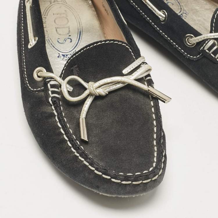 Pre Owned Tod's Navy Blue Suede Gommino Loafers Size 35.5