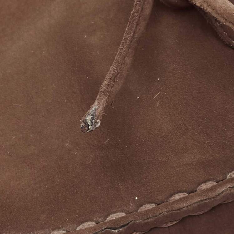 Pre Owned Tod's Brown Nubuck Leather Gommino Loafers Size 39.5