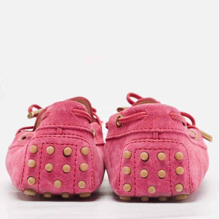 Pre Owned Tod's Pink Suede Slip On Loafers Size 37