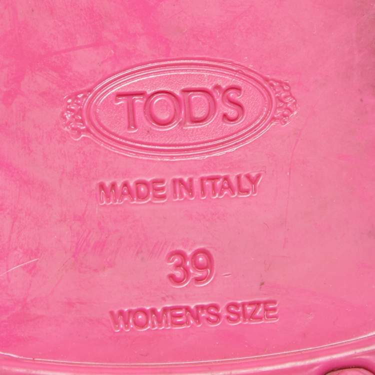 Pre Owned Tod's Pink Rubber Studded Tassel Thong Flat Sandals Size 39