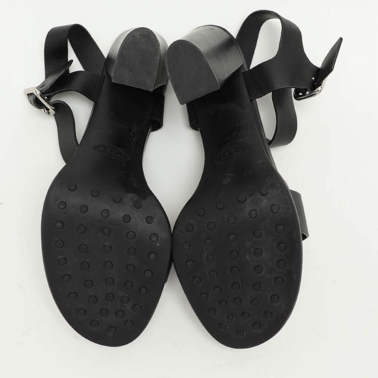 Pre Owned Tod's Black Leather Ankle Strap Sandals Size 41