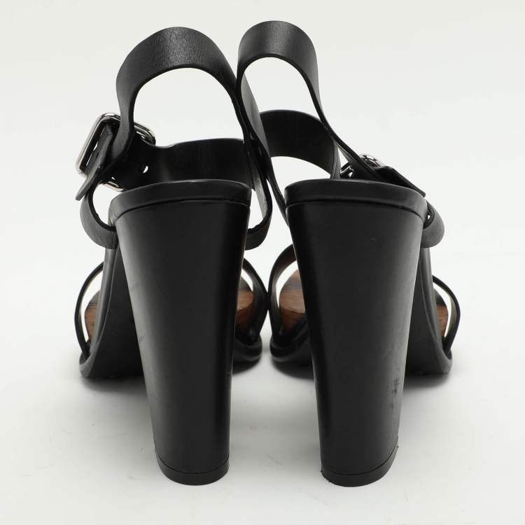 Pre Owned Tod's Black Leather Ankle Strap Sandals Size 41