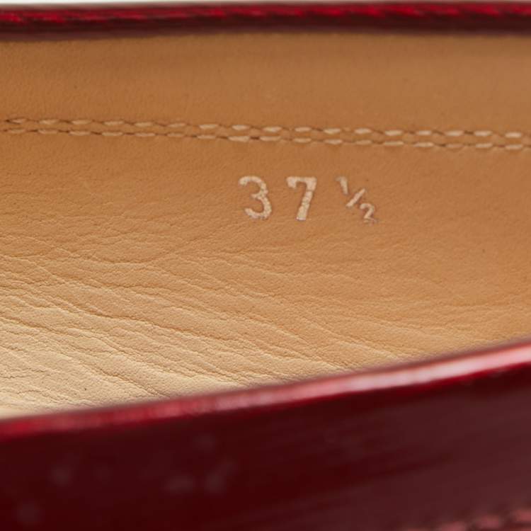 Pre Owned Tod's Burgundy Patent Leather Penny Loafers Size 37.5