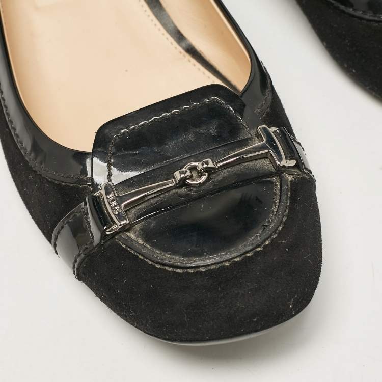 Pre Owned Tod's Black Suede and Patent Leather Pumps Size 39