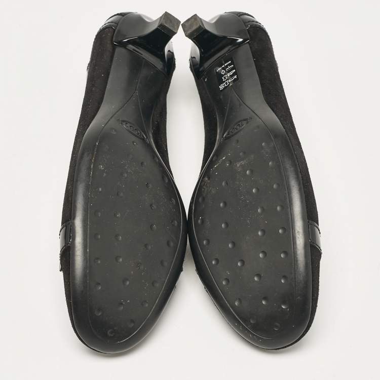 Pre Owned Tod's Black Suede and Patent Leather Pumps Size 39
