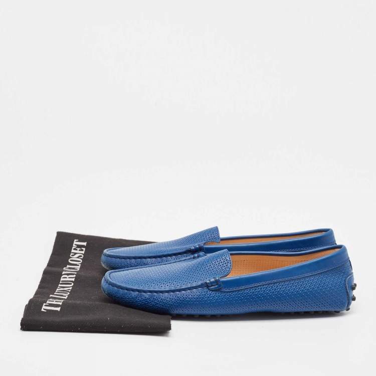 Pre Owned Tod's Blue Leather Slip on Loafers Size 40