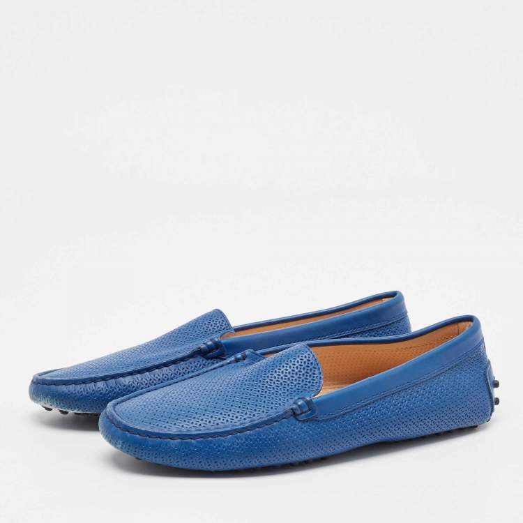 Pre Owned Tod's Blue Leather Slip on Loafers Size 40