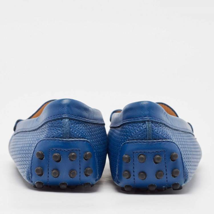 Pre Owned Tod's Blue Leather Slip on Loafers Size 40