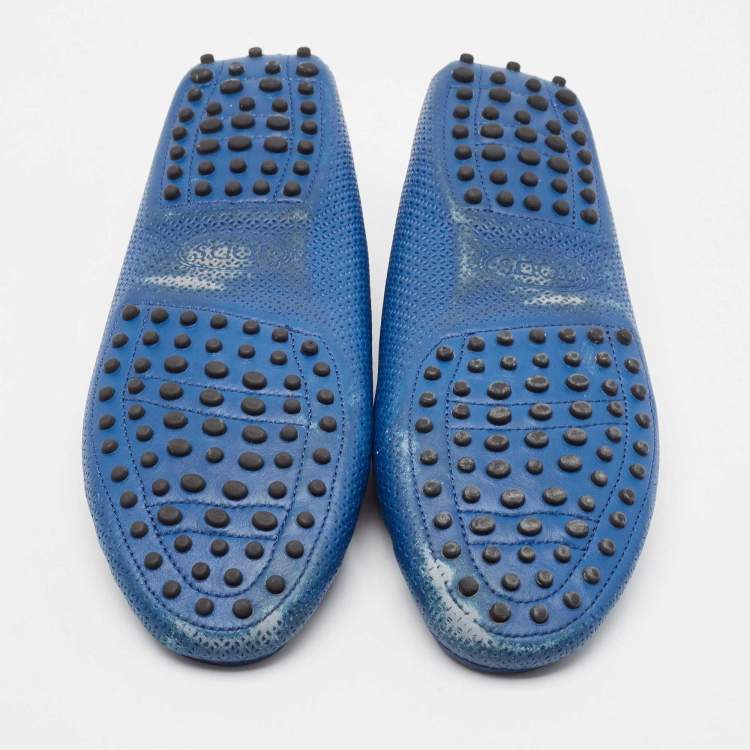 Pre Owned Tod's Blue Leather Slip on Loafers Size 40