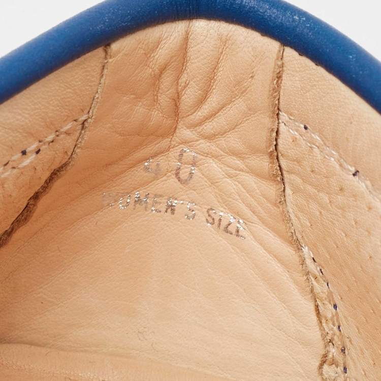 Pre Owned Tod's Blue Leather Slip on Loafers Size 40