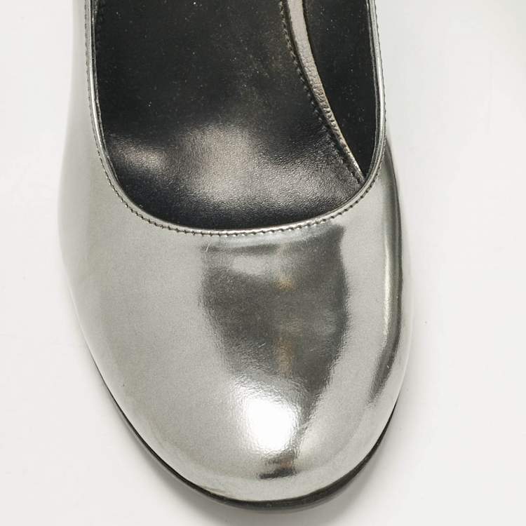 Pre Owned Tod's Grey Patent Leather Pumps Size 40