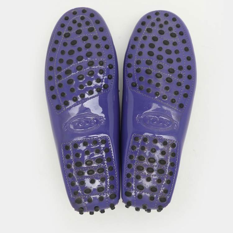 Pre Owned Tod's Purple Patent Leather Slip On Loafers Size 37