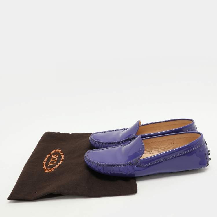 Pre Owned Tod's Purple Patent Leather Slip On Loafers Size 37