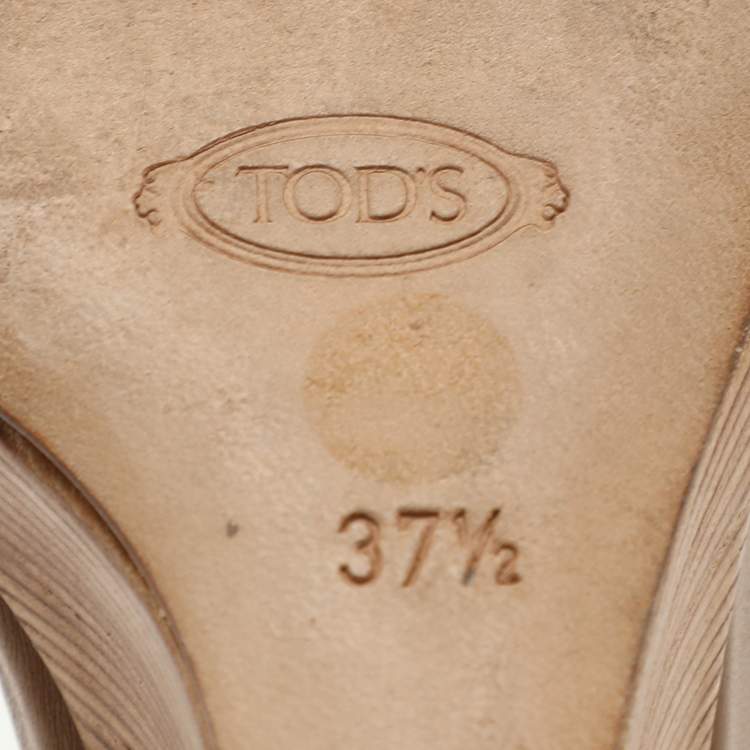 Pre Owned Tod's Grey Suede and Patent Leather Wedge Ankle Strap Sandals Size 37.5