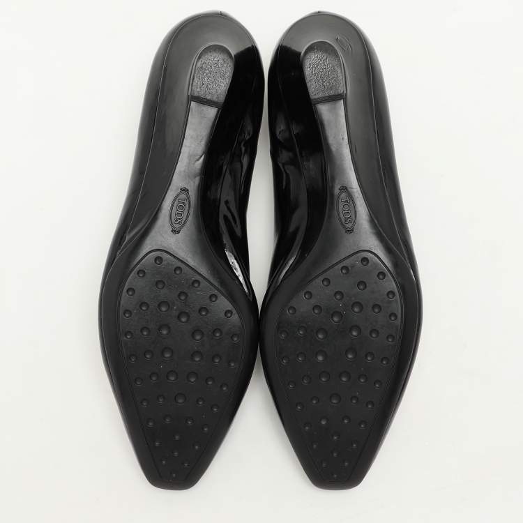 Pre Owned Tod's Black Patent Leather Wedge Pumps Size 39